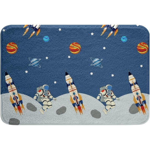 Outer Space Canvas Wall Art Astronaut and Rocket Framed Celestial Planet Print for Room Decor 16" x 24"