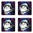 thumbnail image 1 of Outer Space Coaster Set of 4, Kitten in Astronaut Hat Looks at Cosmic Rays UFO Universe Celestial Theme, Square Hardboard Gloss Coasters, Standard Size, Purple White, by Ambesonne, 1 of 2
