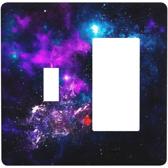 Outer Space Colorful Starry Sky Galaxy Planet Outlet Covers 1 Toggle 1 Rocker Combination Decorative Wall Plate Electrical Switch Plates Light Switch Cover Plate for Bed Room Living Room Decor