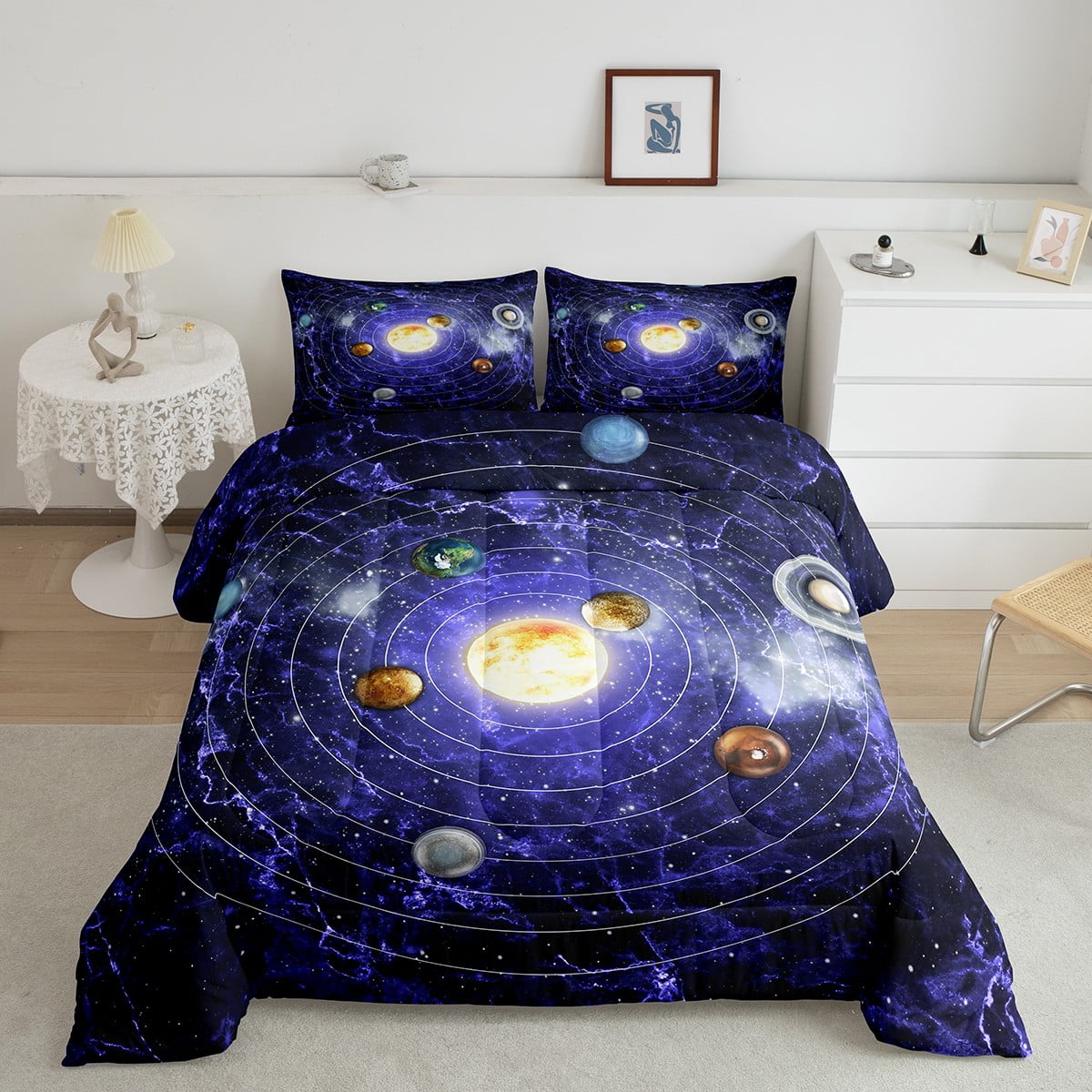 Outer Space Comforter Set Twin Universe Themed Bedding Set Teens Solar ...