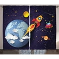 thumbnail image 1 of Ambesonne Space Curtains 2 Panel Set, Rocket Earth Stars UFO, 108" x 90", Multicolor, 1 of 3