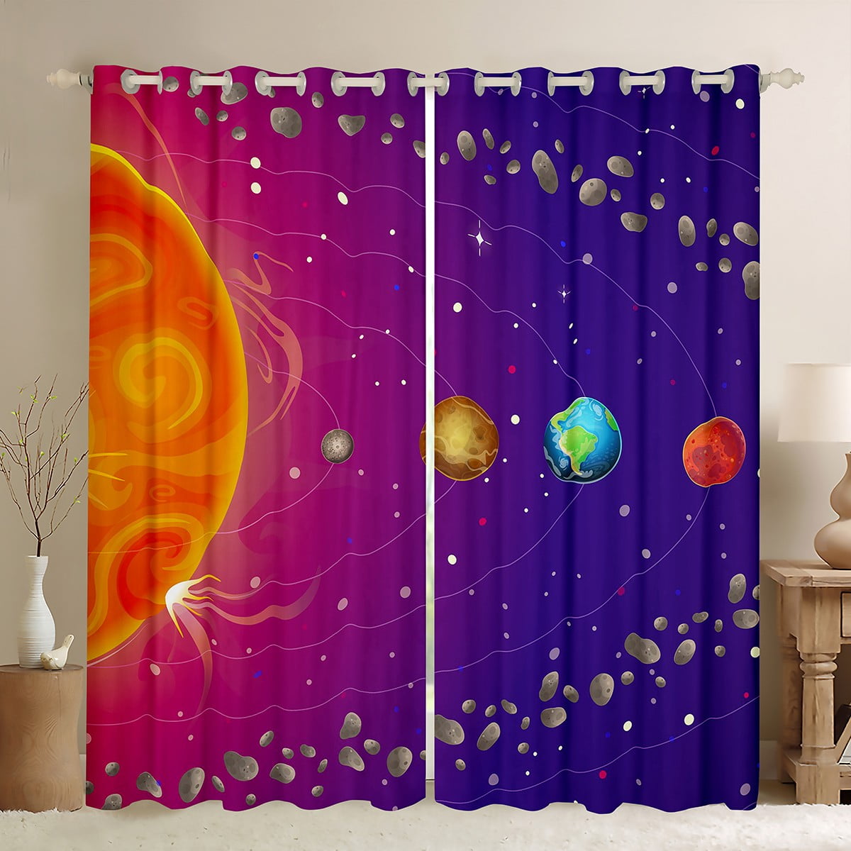 Outer Space Curtains Solar System Blackout Curtains for Boys Girls ...