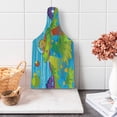 thumbnail image 1 of Outer Space Cutting Board, Scary Monster Ufo on Planet Solar System Galaxy Funky Background Universe, Decorative Tempered Glass Cutting and Serving Board, Wine Bottle Shape, Green Blue, by Ambesonne, 1 of 1