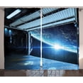 thumbnail image 1 of Ambesonne Space Curtains 2 Panel Set, Stars Galactic Journey, 108" x 90", Grey Blue, 1 of 3