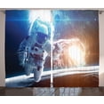 thumbnail image 1 of Ambesonne Nebula Curtains 2 Panel Set, Galaxy Cosmonaut Space, 108" x 84", Blue Yellow, 1 of 3