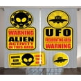 thumbnail image 1 of Ambesonne Space Curtains 2 Panel Set, Warning Alien Danger, 108" x 90", Black Yellow, 1 of 3