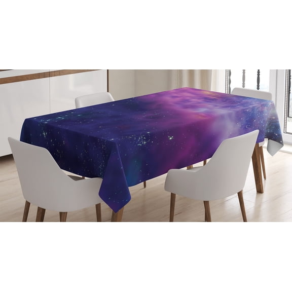 Ambesonne Outer Space Tablecloth Rectangular Table Cover, Galaxy Nebula Star, 60"x90", Purple Blue