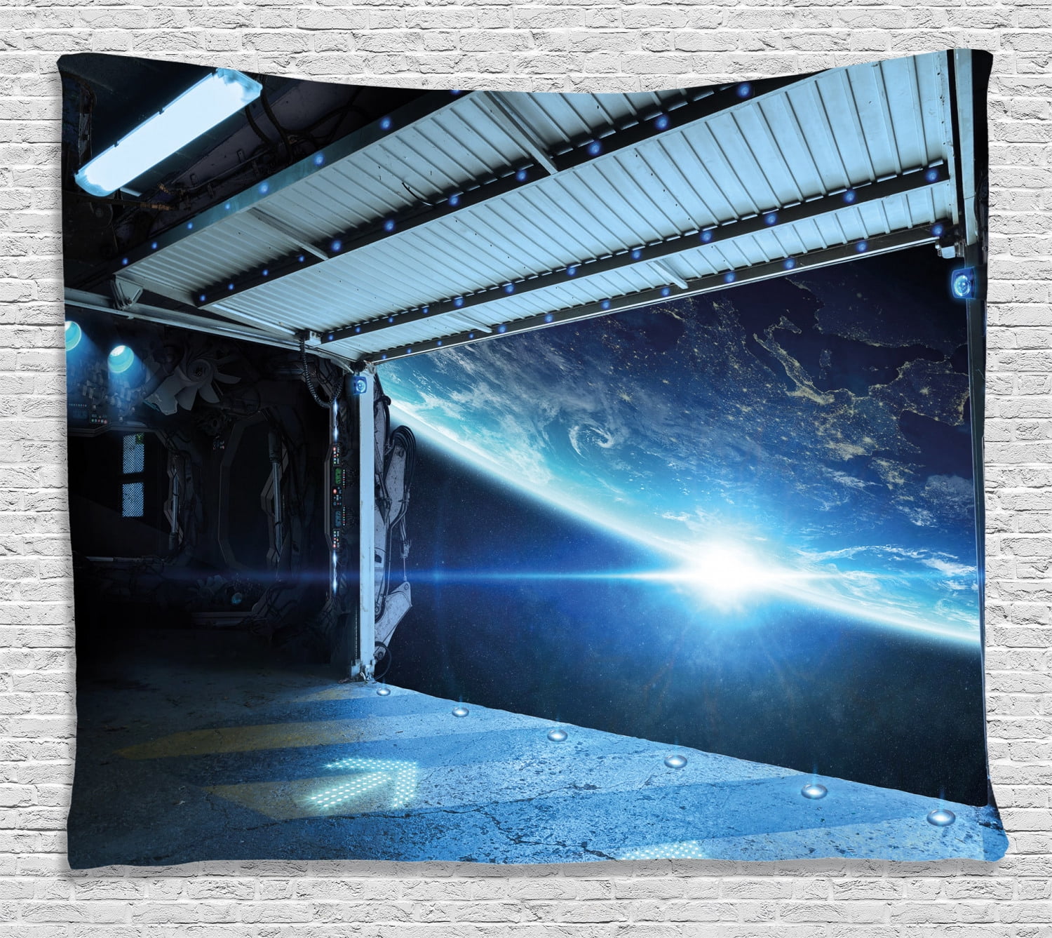 Outer Space Decor Tapestry, Interstellar Airlock Shuttle Runway Gate ...