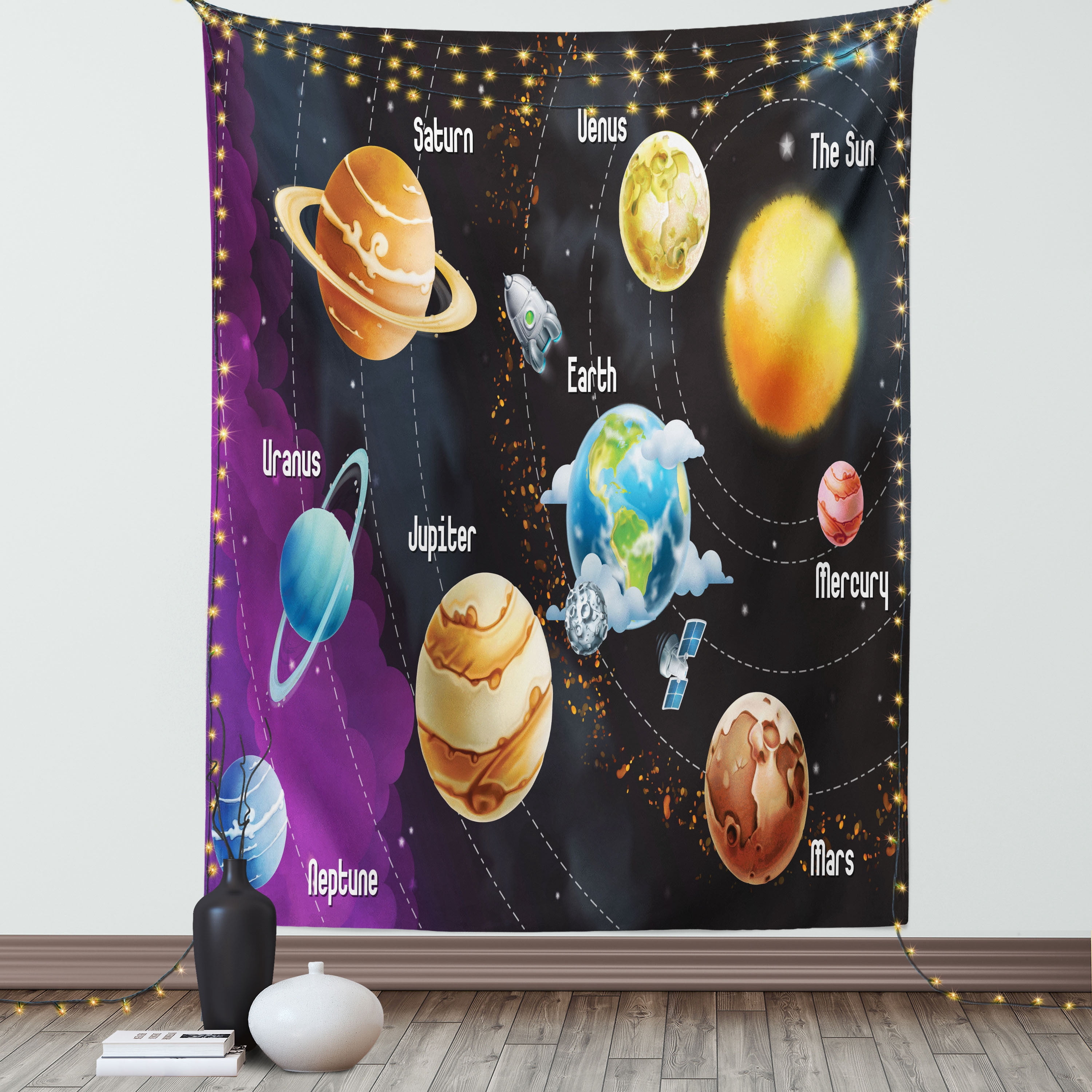 Outer Space Decor Wall Hanging Tapestry, Solar System of Planets Milk ...