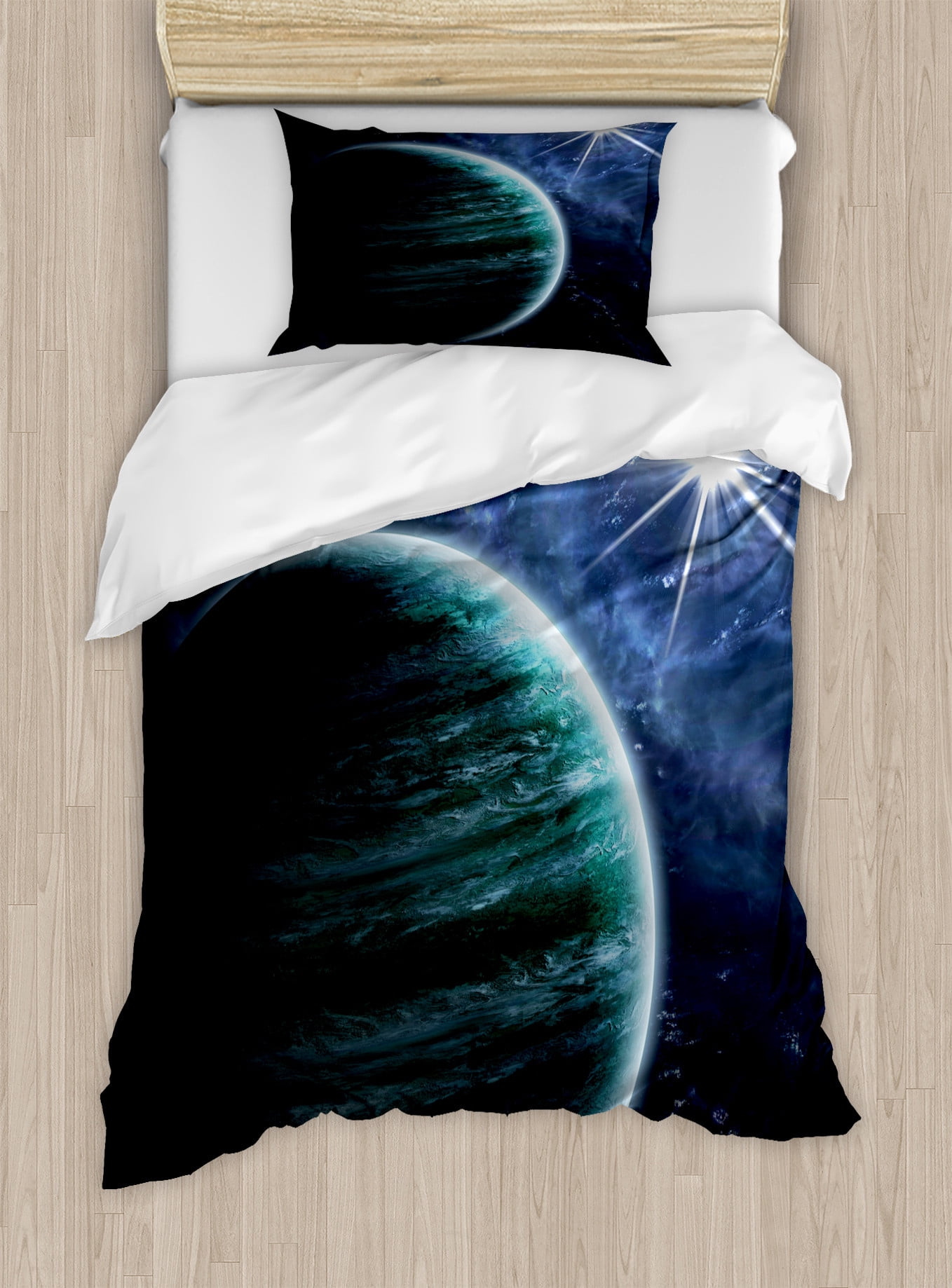 Outer Space Duvet Cover Set, Digital Illustration of an Unknown Planet ...