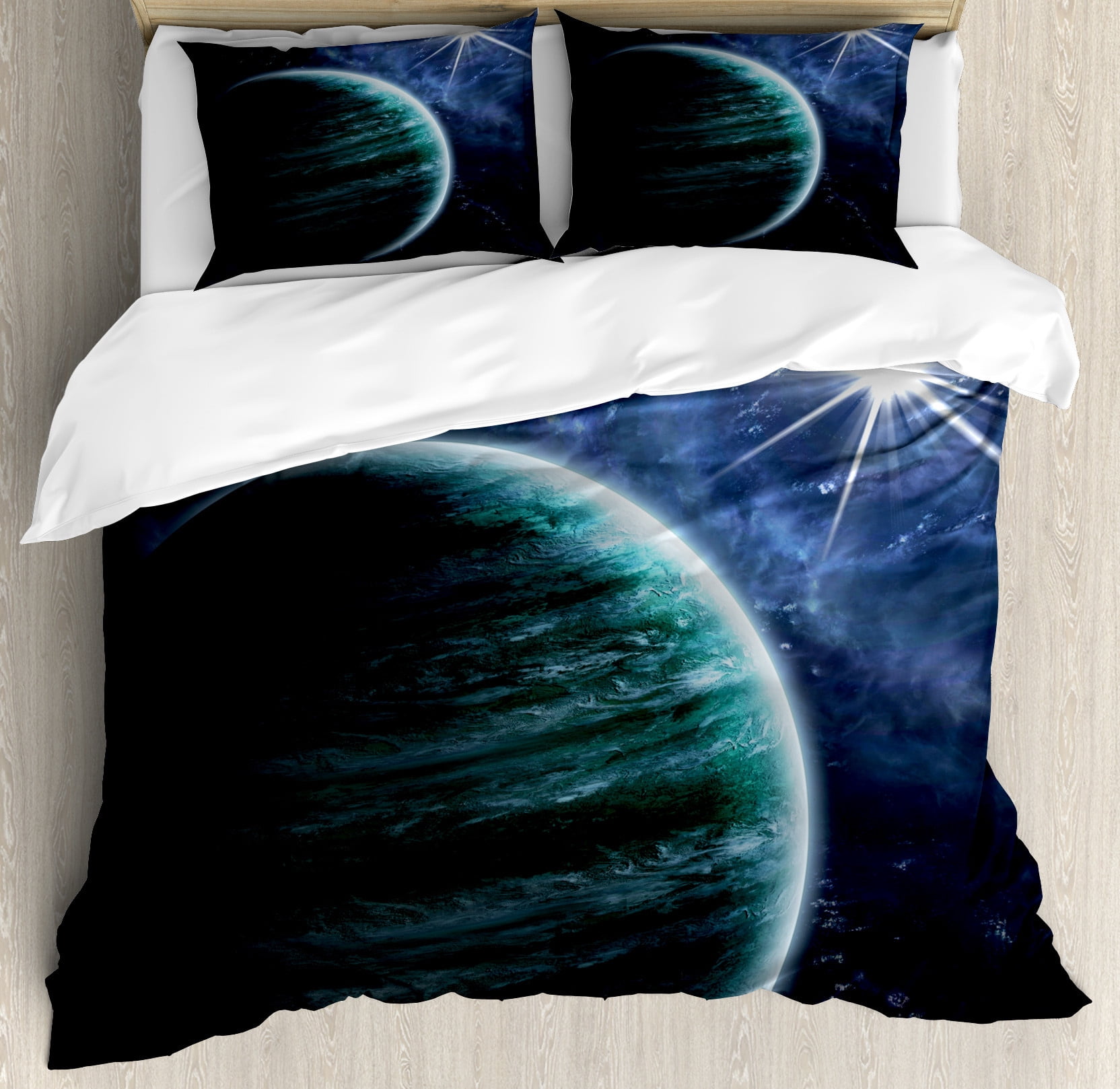 Outer Space Duvet Cover Set, Digital Illustration of an Unknown Planet ...