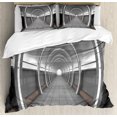 thumbnail image 1 of Outer Space Duvet Cover Set, Galactic Place Oval Shaped Ceiling Force Alien Life Apollo Comics Graphic Design, Decorative 3 Piece Bedding Set with 2 Pillow Shams, Queen Size, Grey, by Ambesonne, 1 of 3