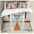 thumbnail image 1 of Outer Space Duvet Cover Set, Spacelaunch Spaceship Futuristic Interior Corridor Mars Planet World Image, Decorative 3 Piece Bedding Set with 2 Pillow Shams, Queen Size, White and Red, by Ambesonne, 1 of 3