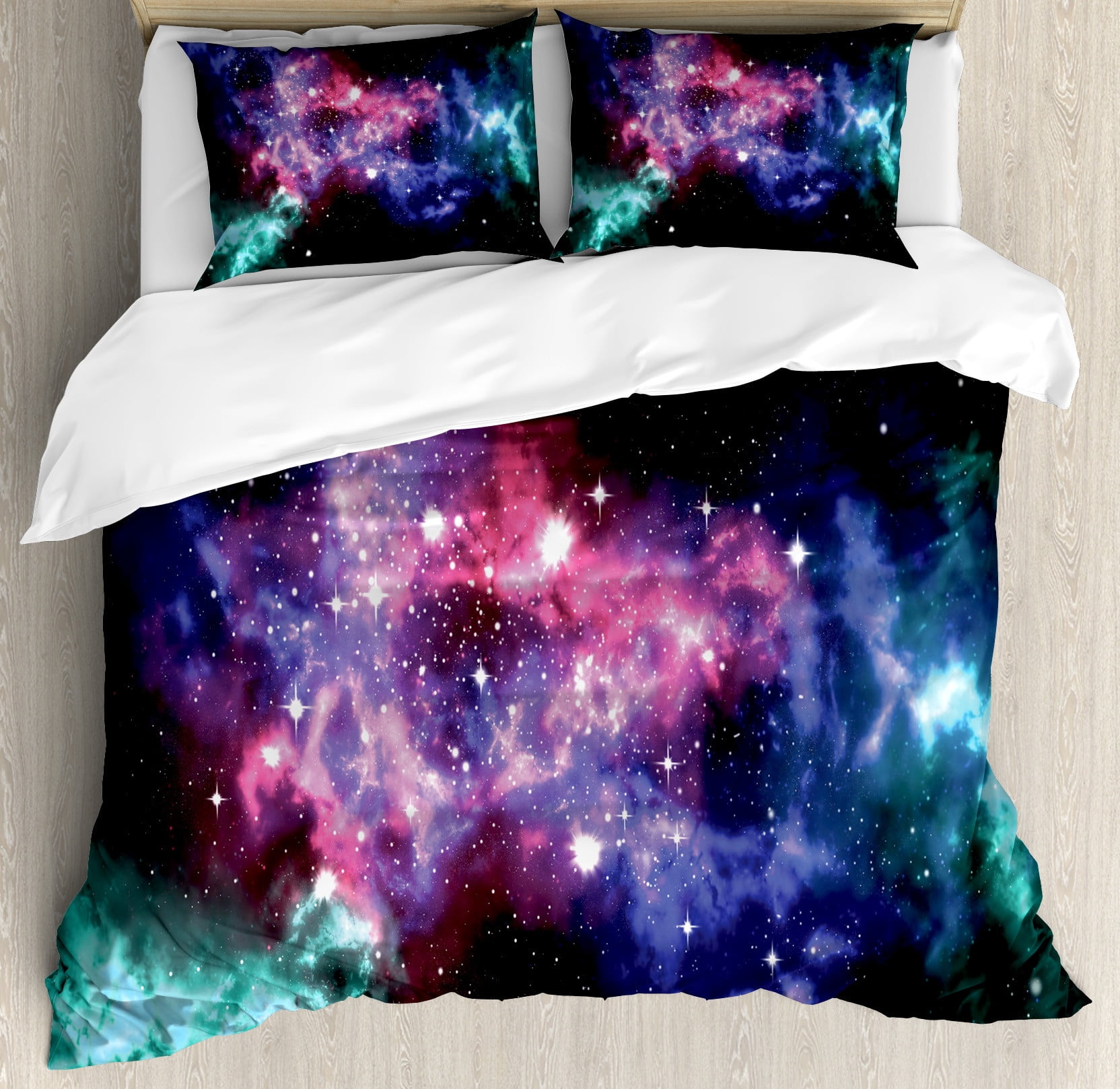 Galaxy Space Stardust Print Duvet Cover Bedding Set