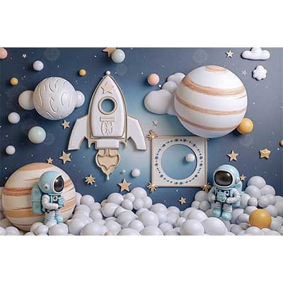 Outer Space Exploration Astronaut Planet Star Photo Backdrop Boys ...