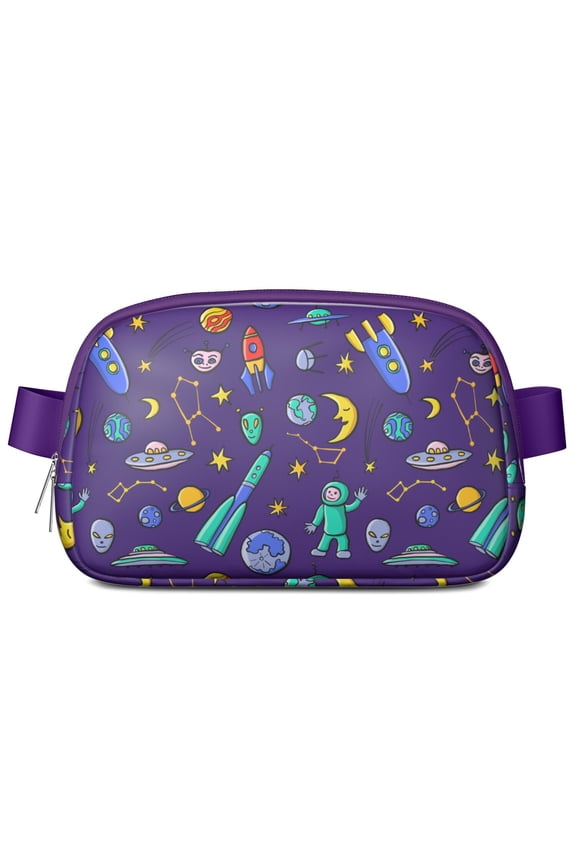 Outer Space Fanny Pack – Astronaut and Nebula Print Waist Bag – Waterproof Adjustable Belt Bag for Space Geek and Starry Night Style
