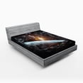 thumbnail image 1 of Ambesonne Space Fitted Sheet, Wold Stardust Scenery, Full Size, Orange Grey, 1 of 2