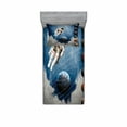 thumbnail image 1 of Outer Space Fitted Sheet & Pillow Sham Set, Planetary Circles with Geometric Neptune Astral Rocket Vintage Print, Decorative Printed 2 Piece Bedding Decor Set, Twin, Pale Blue, by Ambesonne, 1 of 2
