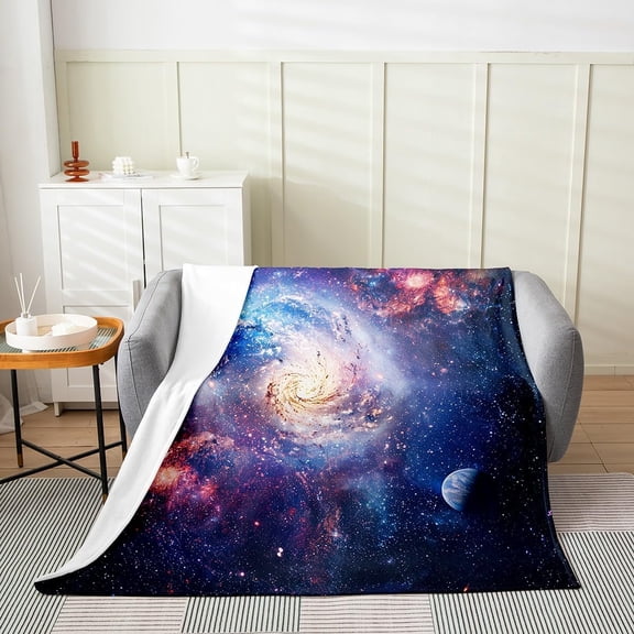 Outer Space Fuzzy Blanket Galaxy Kids Flannel Fleece Throw Blanket 3D Printed Space Decor All Season Bed Blanket Microfiber Universe Cloud Galaxy Purple Plush Blanket Bedroom Baby 30"x40"