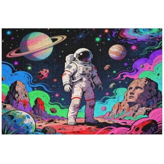 Outer Space Galaxy 1000 Piece Jigsaw Puzzle for Adults, Nebula and Astronaut Artwork, DIY Puzzle for Family Activity, Challenging Interactive Game Night, 30x20 Inches