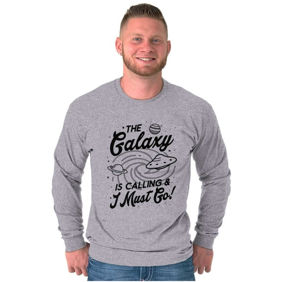 Outer Space Galaxy Adventure Cool UFO Plus Size Long Sleeve Graphic Tee Shirt Brisco Brands 3X