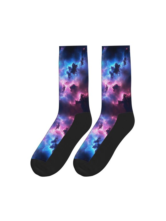 Outer Space Galaxy Colorful Athletic Crew Novelty Socks For Men Women