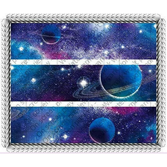 Outer Space Galaxy Solar System cake side Strips Edible Icing Image 3 strips per sheet