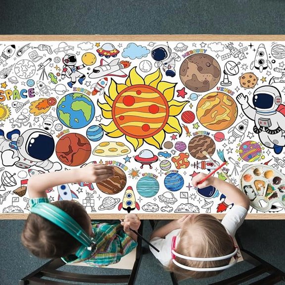 Outer Space Giant Coloring Poster Tablecloth 35.5 x 72 Inches