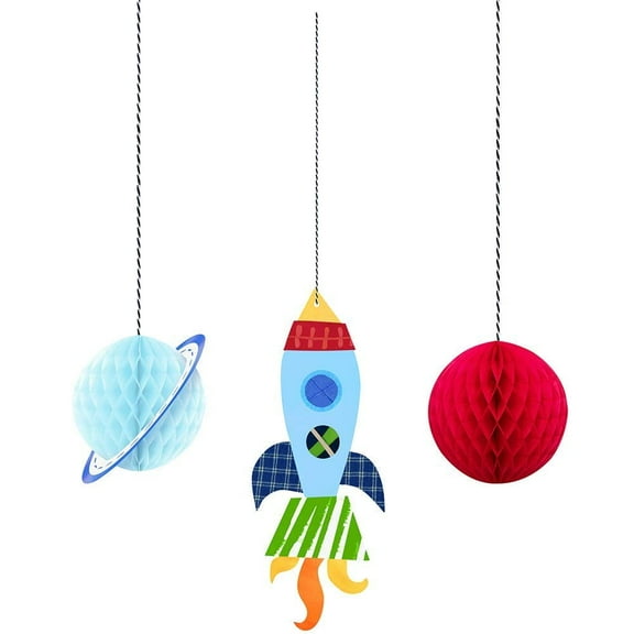 Unique Outer Space Hanging Honeycomb Decorations, Pack of 3