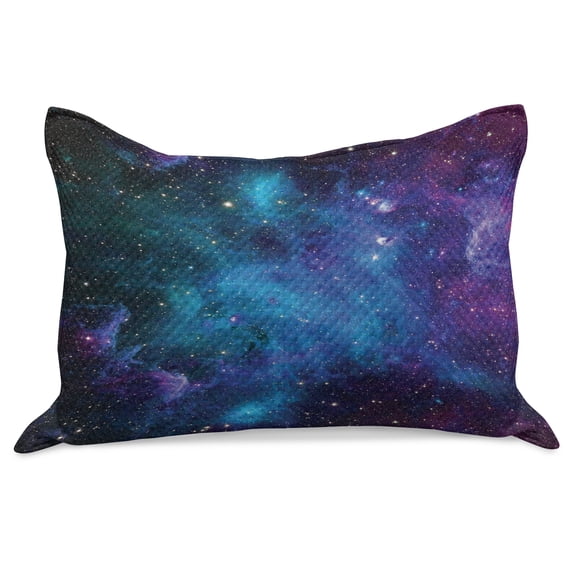 Outer Space Knitted Quilt Pillowcover, Galaxy Stars in Space Celestial Astronomic Planets in the Universe Milky Way, Standard King Size Pillow Cover for Bedroom, 30" x 20", Navy Purple, by Ambesonne