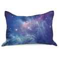 thumbnail image 1 of Outer Space Knitted Quilt Pillowcover, Outer Space Nebula in the Galaxy with Star Clusters Mysterious Astronomy Art, Standard King Size Pillow Cover for Bedroom, 30" x 20", Purple Navy, by Ambesonne, 1 of 2