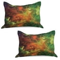 thumbnail image 1 of Outer Space Knitted Quilt Pillowcover Set of 2, North American and Pelican Nebula Gas Cosmic Planetary Object in Outer Space, Standard Queen Pillow Sham Bedroom, 30" x 20", Orange Green, by Ambesonne, 1 of 1