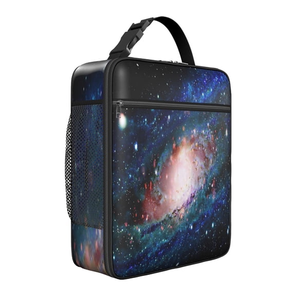 Outer Space Lunch Bag for Sci-Fi Lovers – Galaxy Moon & Star Theme Insulated Bento Tote, Waterproof Cooler with Star Constellation for School, Work, Travel