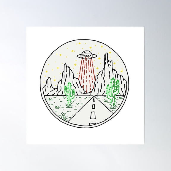 Outer Space Mountain Poster Wall Art, Modern Wall Decor For Living Room Bedroom, 24x24 UNFRAMED