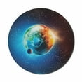thumbnail image 1 of Outer Space Mouse Pad for Computers, Planet Earth in Sun Rays Elements Astronomy Atmosphere Sky Satellite Moon Image, Round Non-Slip Thick Rubber Modern Mousepad, 8" Round, Red Blue, by Ambesonne, 1 of 2