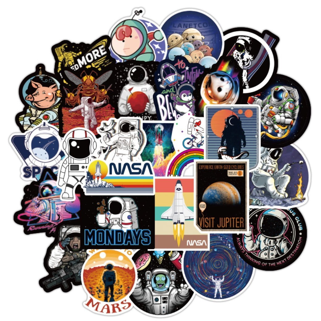 Outer Space Nasa Astronaut Themed Set of 50 Assorted Stickers Decal Set ...