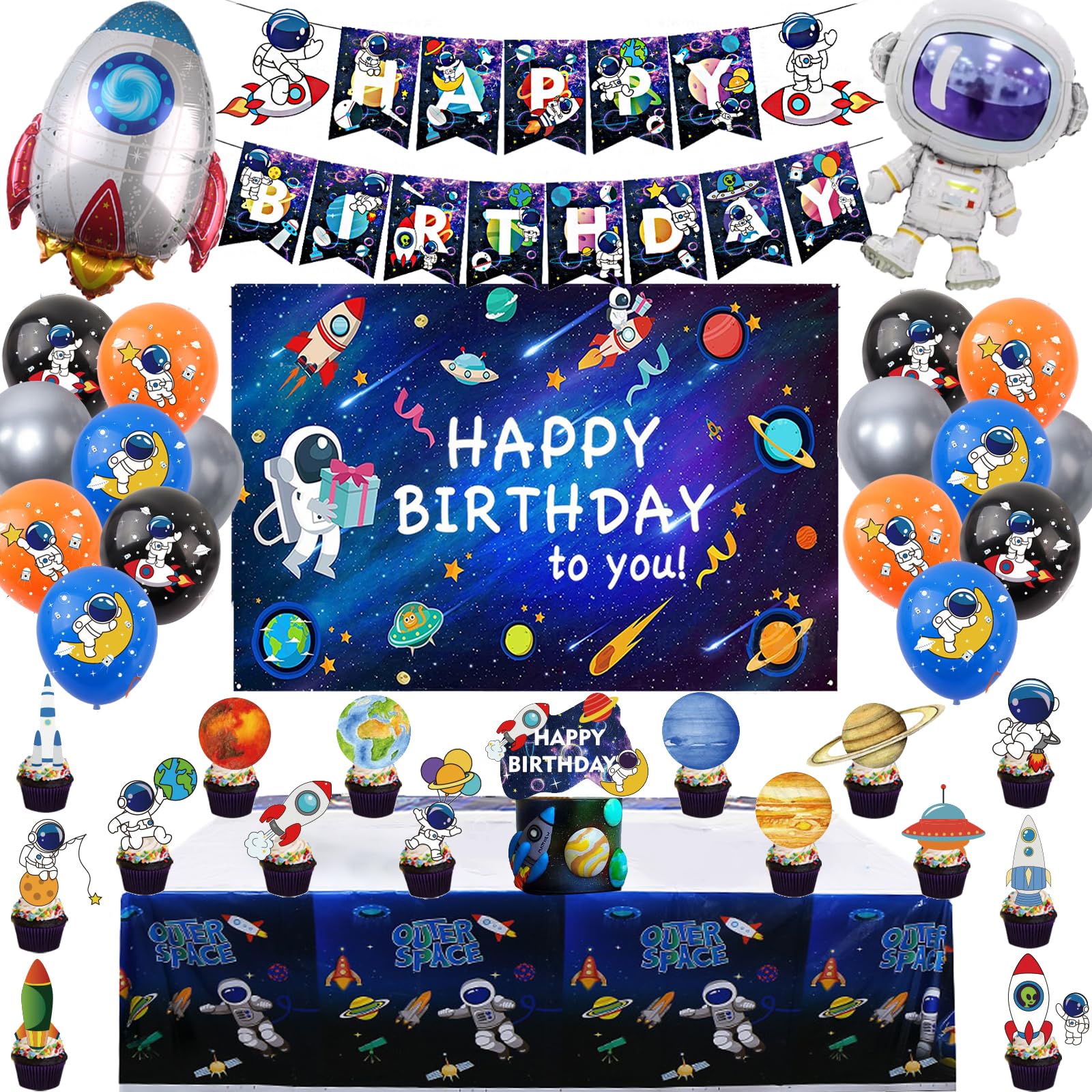 Galaxy Backdrop 9 Pieces Outer Space Party Decorations Space Themed ...