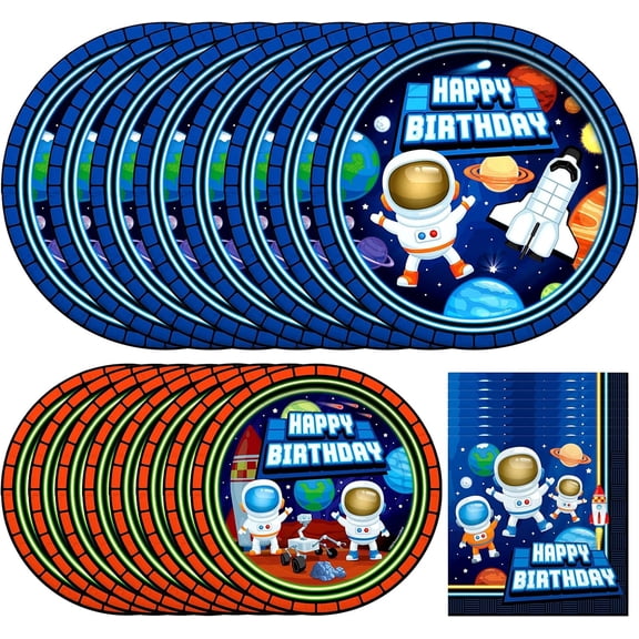 Outer Space Party Supplies Tableware Starter Set for 16 Guests