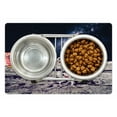 thumbnail image 1 of Outer Space Pet Mat for Food and Water, American Spaceman on the Moon Future Solar Discovery in Deep Technology View, Non-Slip Rubber Mat for Dogs and Cats, 18" X 12", by Ambesonne, 1 of 2