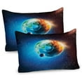 thumbnail image 1 of Outer Space Pillow Sham Set of 2, Planet Earth in Sun Rays Elements Astronomy Atmosphere Sky Satellite Moon Image, Quality Microfiber Bedding Item for All Seasons, 26" x 20", Red Blue, by Ambesonne, 1 of 1