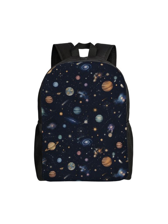 Outer Space Planet Galaxy Backpack Full Front Print Travel Laptop Bag for Men and Women