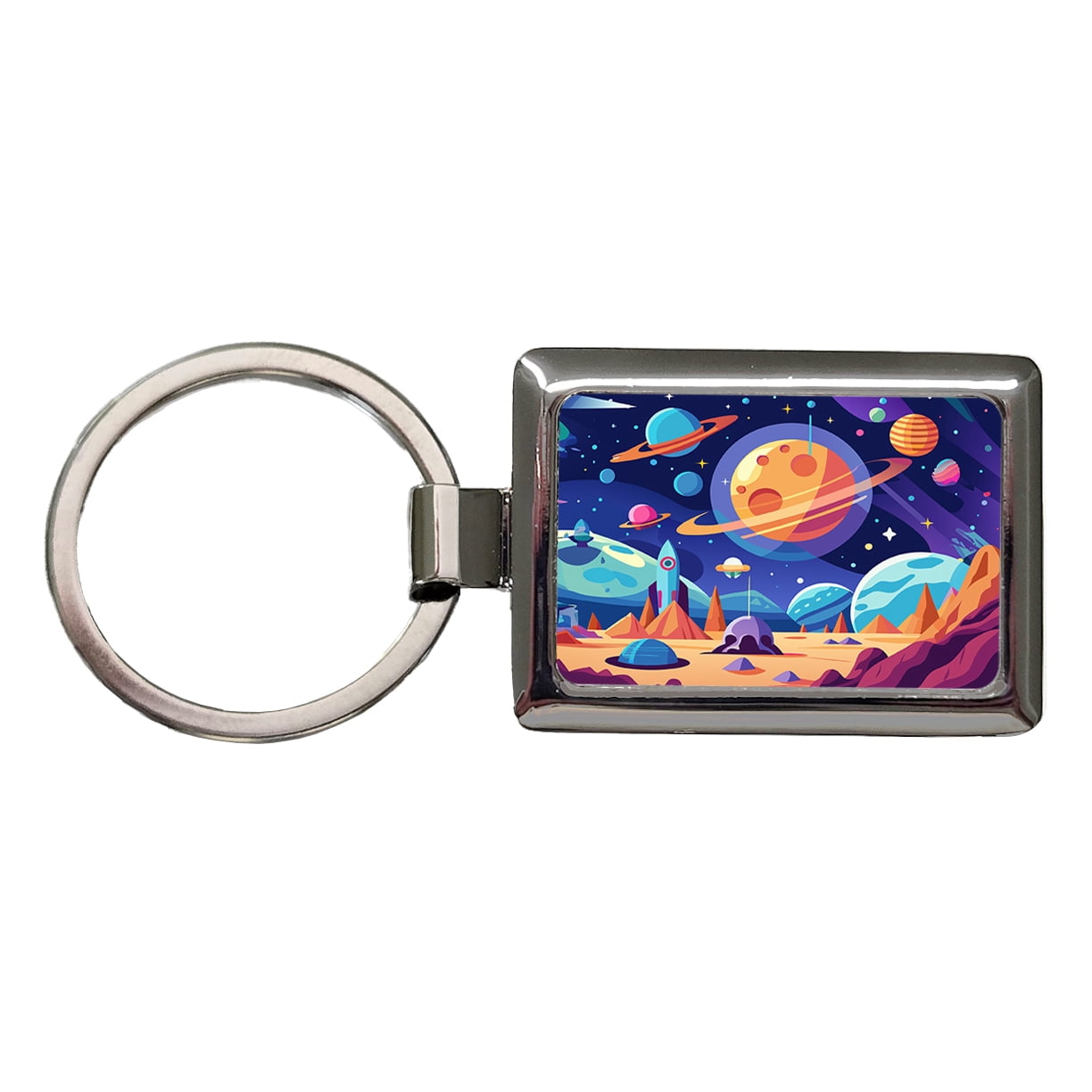 Outer Space Planets Metal Rectangle Keychain - Walmart.com