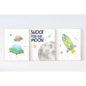 Outer Space Poster Gender Neutral Baby Room Decor Boy Nursery Space Theme Wall Prints Set 3 Set 3