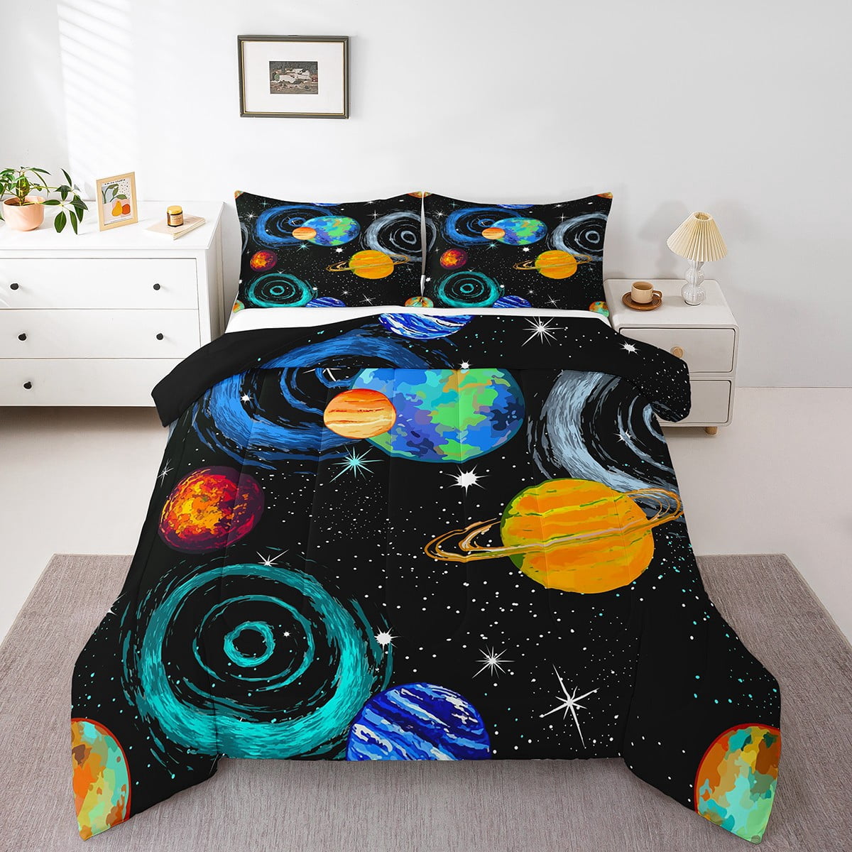 Outer Space Queen Bedding Sets Universe Decor Comforter Set Solar ...