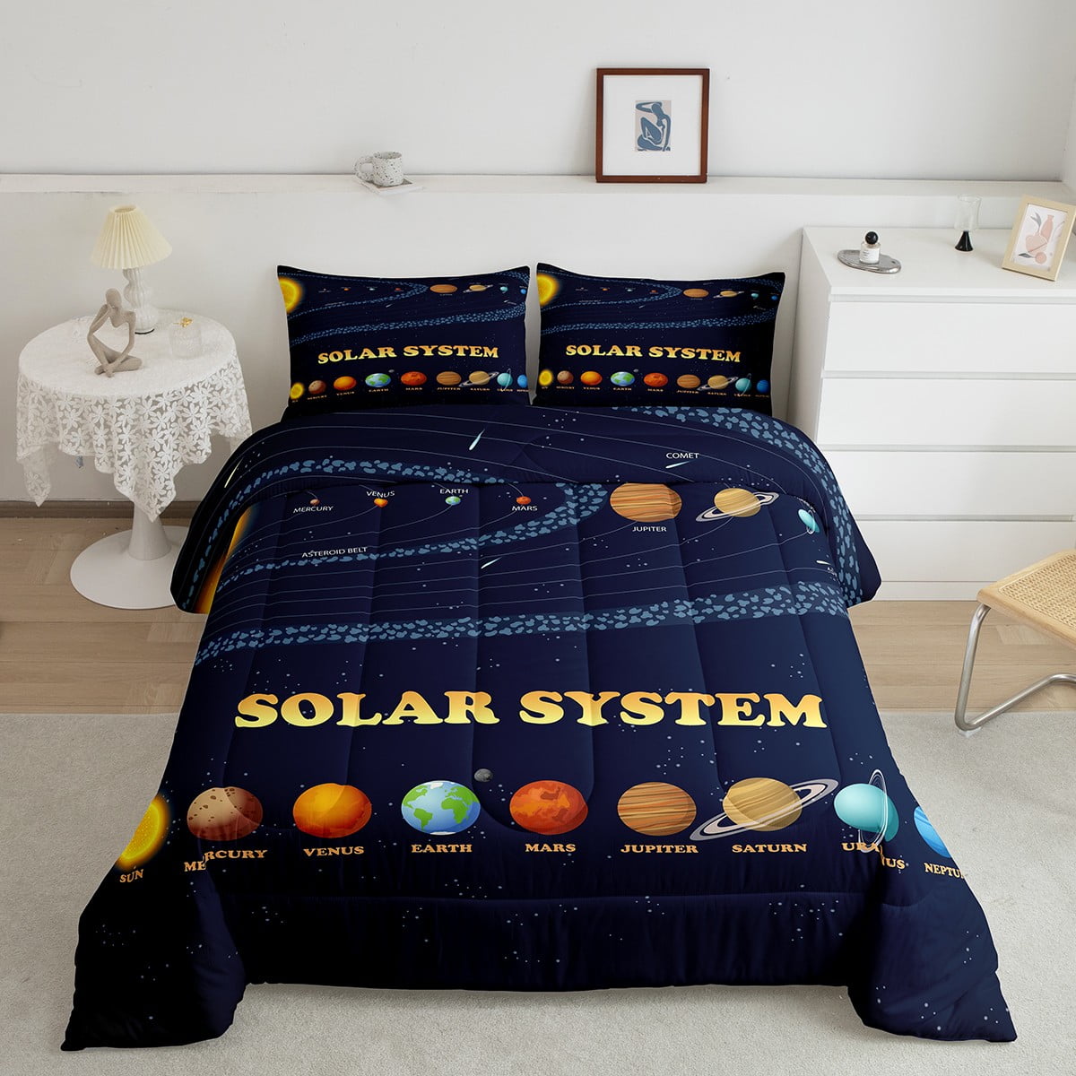 Outer Space Queen Size Bedding Set Solar System Comforter Set,Galaxy ...