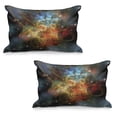 thumbnail image 1 of Outer Space Quilted Pillowcover Set of 2, Cartoon Nebula Gas Expanse Outer Space Universe Matters in Astral Zone, Standard Queen Size Pillow Cover Bedroom, 30" x 20", Navy Orange Teal, by Ambesonne, 1 of 1