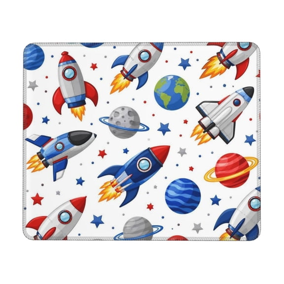 Outer Space Rocket Pattern Mouse Pad Non-Slip Rubber Gaming Mousepad Rectangle for Computers Laptop 7.9 x 9.5 in