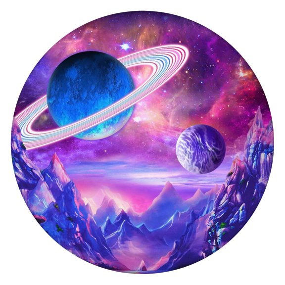 Outer Space Round Fitted Table Cover Spill-Proof & Scratch-Resistant for Kids & Pets