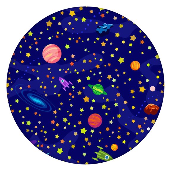 Outer Space Round Fitted Table Cover Spill-Proof & Scratch-Resistant for Kids & Pets