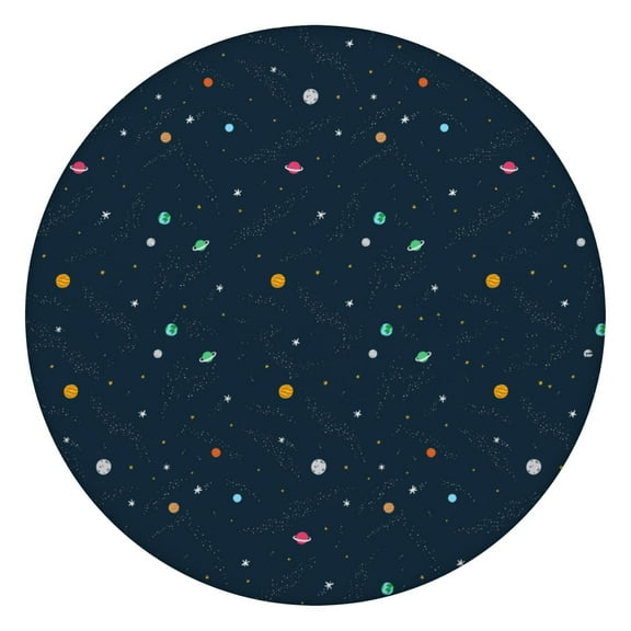 Outer Space Round Fitted Table Cover Spill-Proof & Scratch-Resistant for Kids & Pets